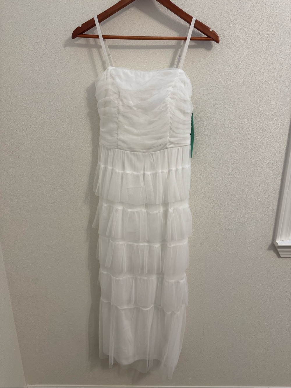 Candalite Petite NWT White Tiered Mesh Maxi Dress PM